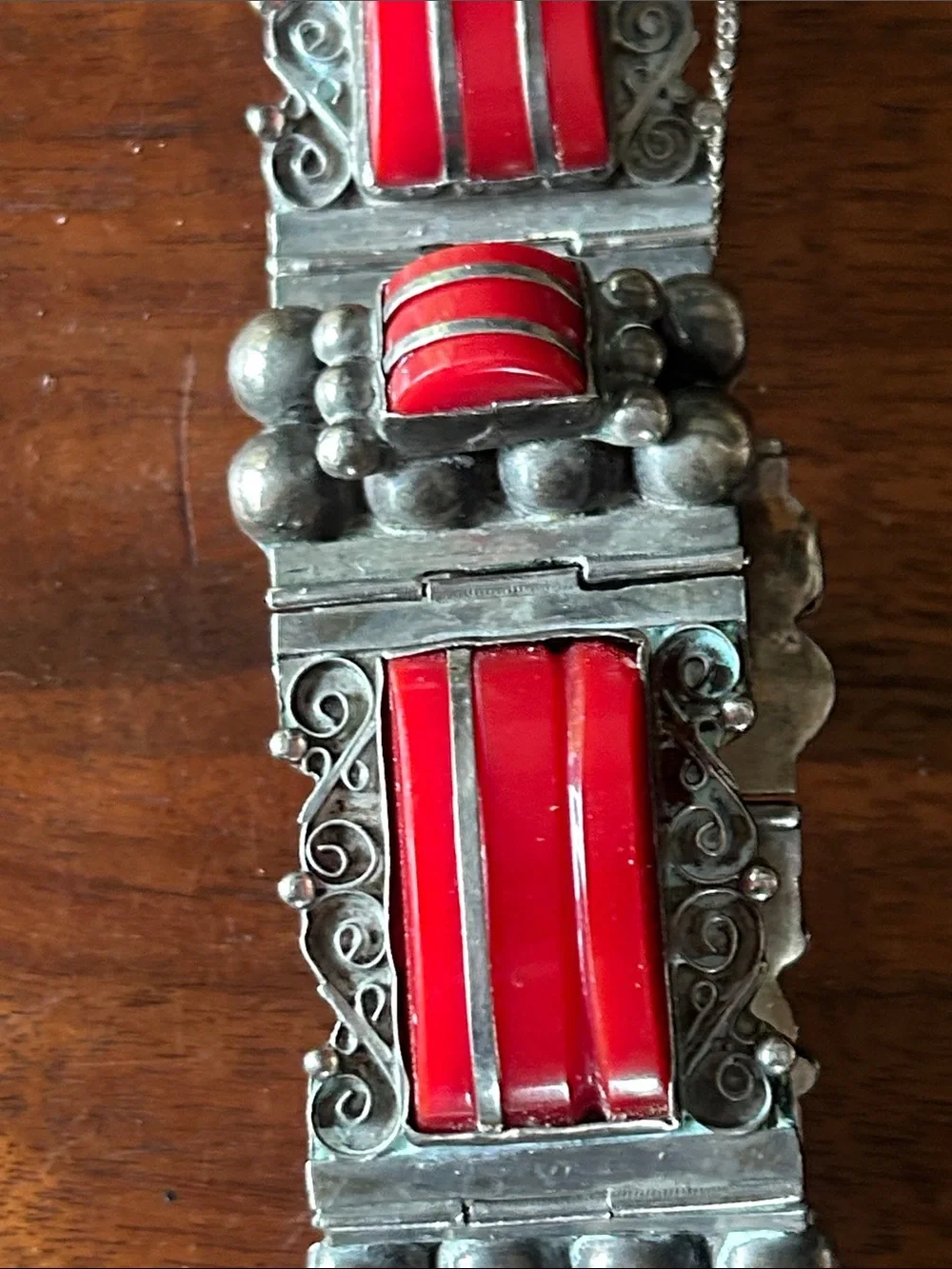 Vintage sterling silver panel bracelet